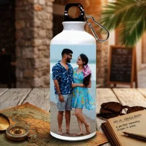 Custom printed photo water bottle with a full colour picture wrap