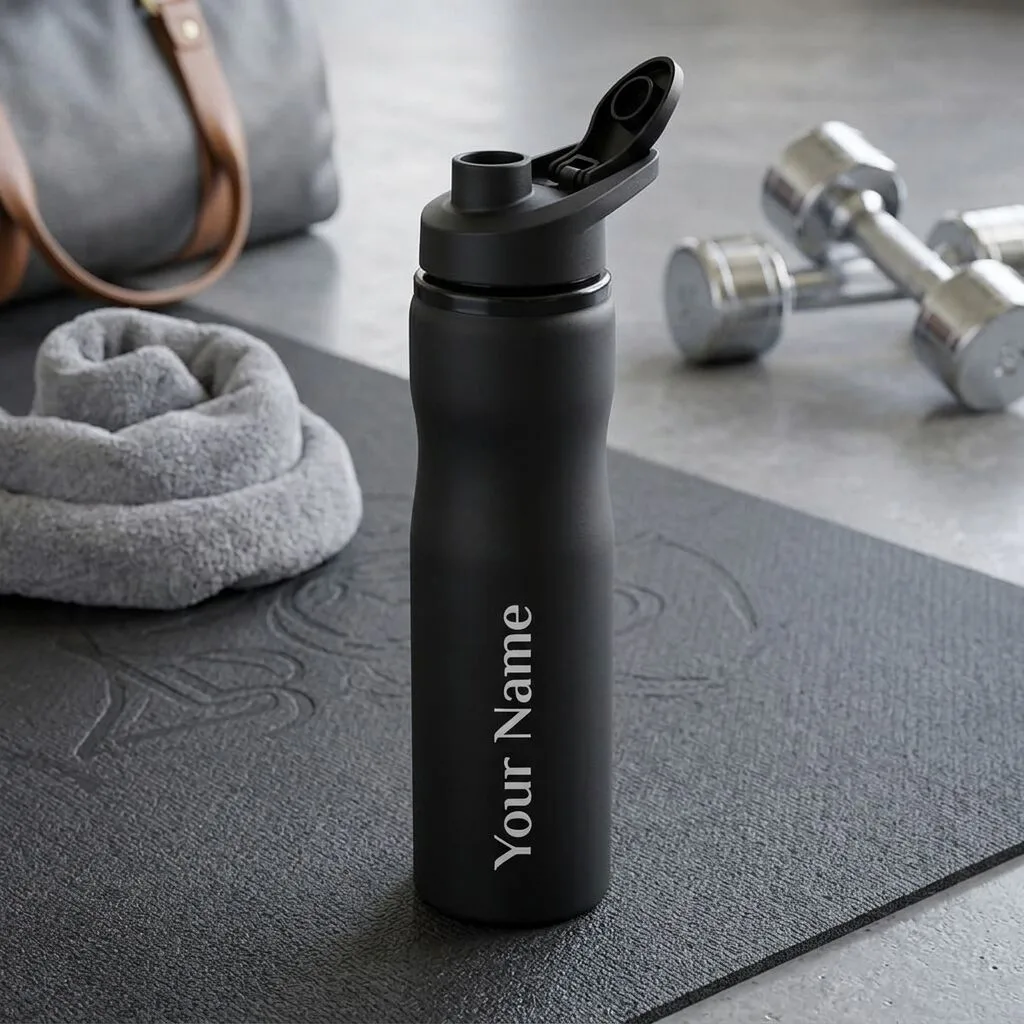 Personalized Matte Black Sports Water Bottle Custom Name Printed Bottle 2