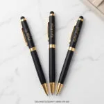 Premium metal pen with gold name and logo laser engraving