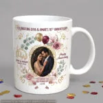 Custom anniversary photo mug printed with a couple photo and names
