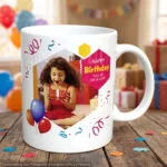 Custom Happy Birthday personalized photo mug printed with a name and picture - view 2