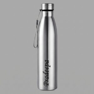 Personalized stainless steel water bottle with a custom engraved name