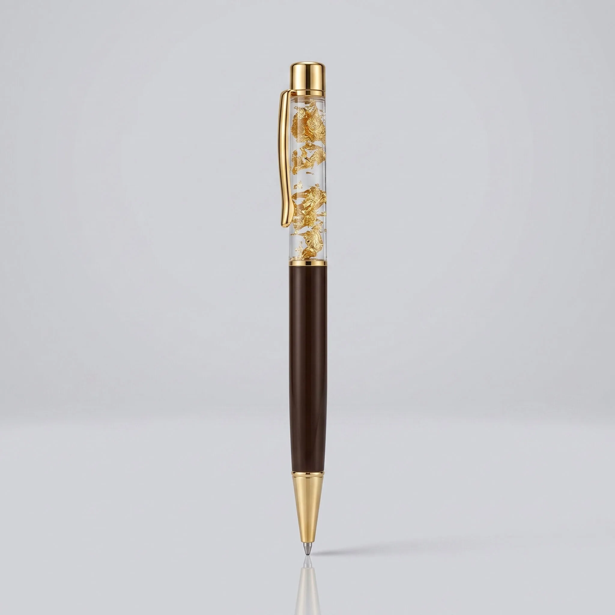 Premium gold flake pen with custom logo and name branding for corporate gifting - view 3