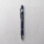 Set of three personalized metal stylus pens in mocha brown, navy blue and timeless black - view 3