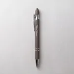 Set of three personalized metal stylus pens in mocha brown, navy blue and timeless black - view 4