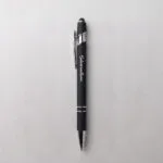 Set of three personalized metal stylus pens in mocha brown, navy blue and timeless black - view 2