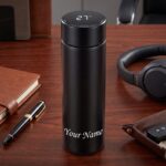 Personalized smart LED temperature display water bottle with a custom name printed on the flask - view 5