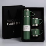 Customized vacuum flask gift set with laser engraved name, packed in a gift box