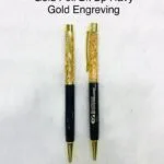 Pair of premium gold and black engraved metal pens
