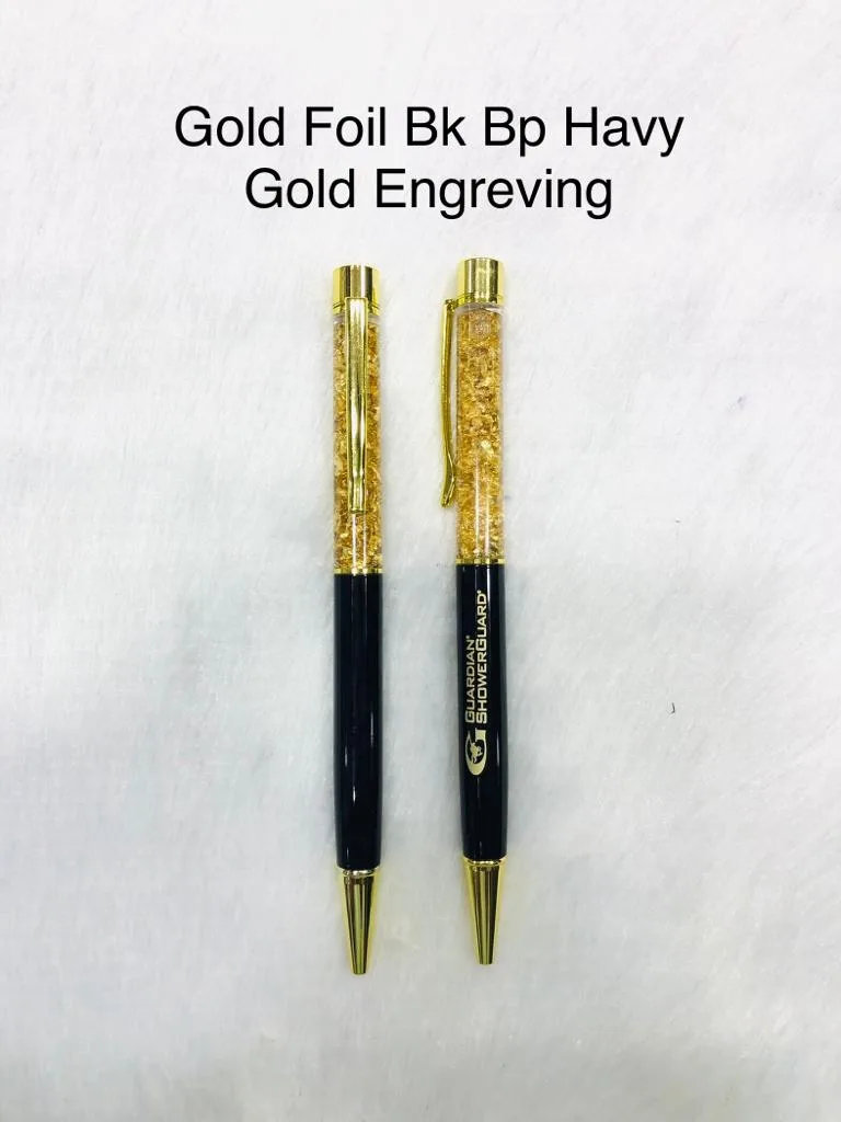 Gold foil metal ball pens engraved with names for gifting