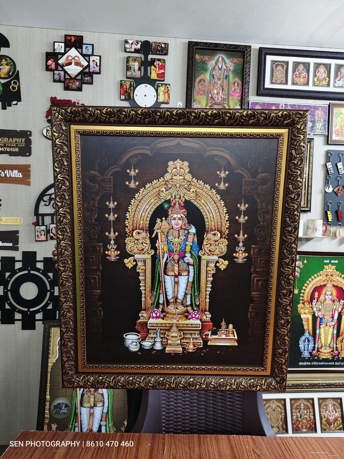 Large framed god photograph with decorative moulding