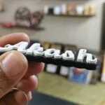 Side view showing the depth of a 3D acrylic name keyring