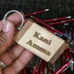 Wood keyring laser engraved with a personalised name