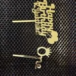 Gold mirror acrylic cake toppers freshly cut